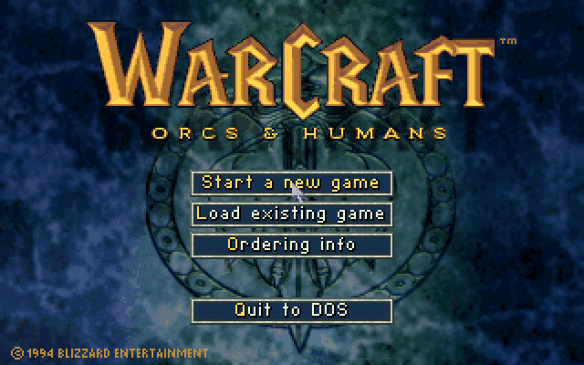 Úvodní menu PC hry Warcraft 1